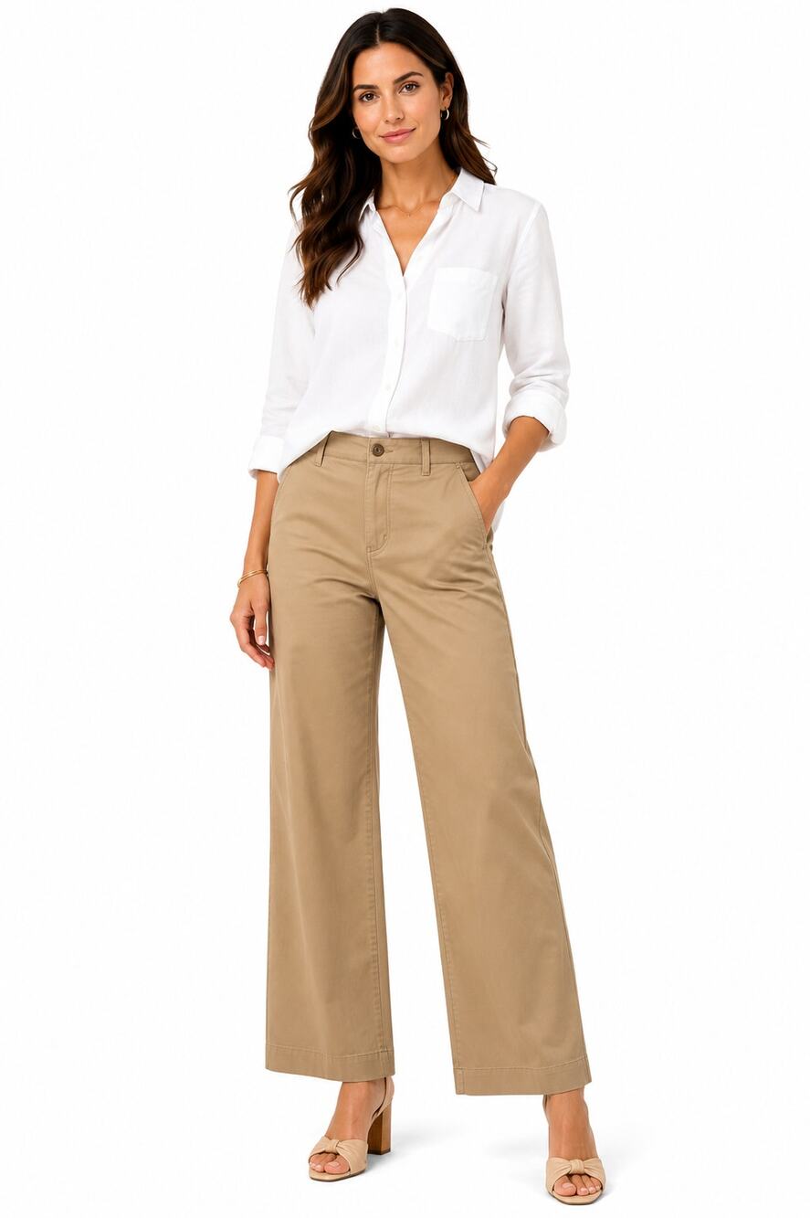 LOFT Outlet Modern Wide Leg Khaki Pants Women's Size 8 Mid Rise Casual